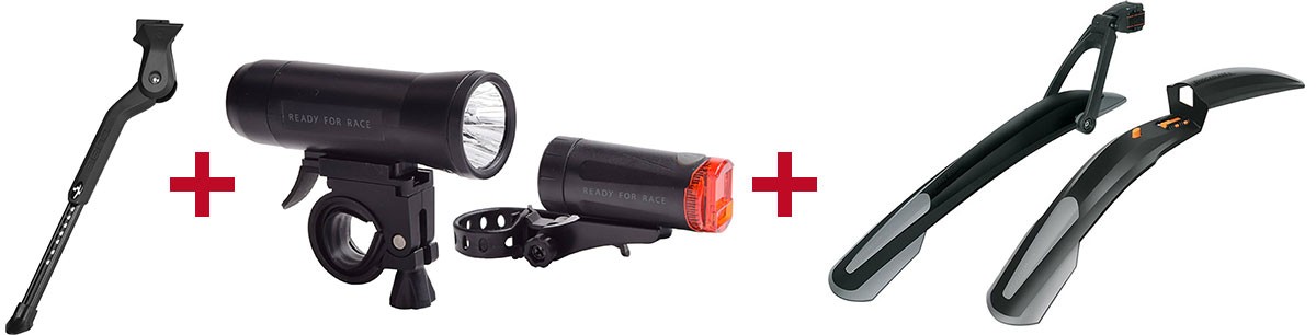 Soporte de bicicleta Scott + kit de iluminación RFR + kit de guardabarros SKS