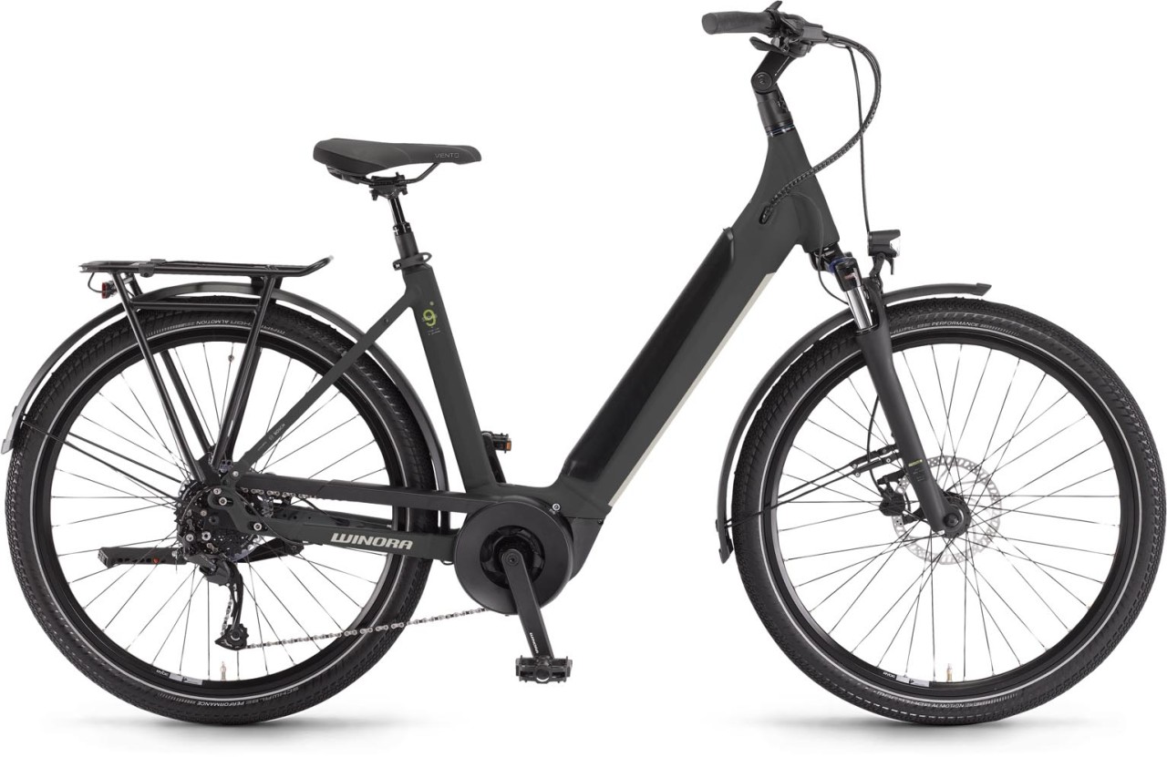 Winora Sinus X9 Black matte 2024 - Bicicleta-Eléctrica Trekking Acceso Fácil