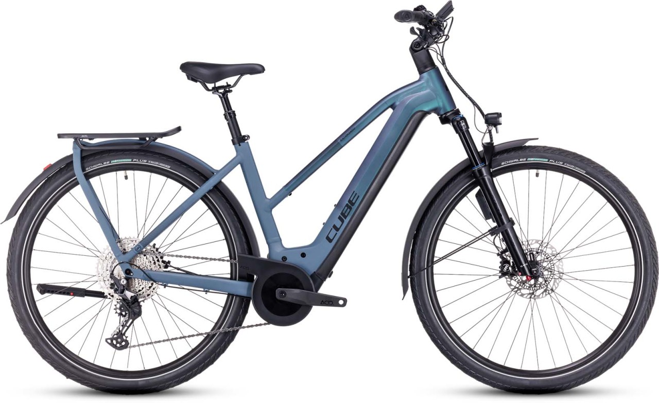 Cube Kathmandu Hybrid ABS 750 smaragdgrey n blue 2023 - Bicicleta-Eléctrica Trekking Damas