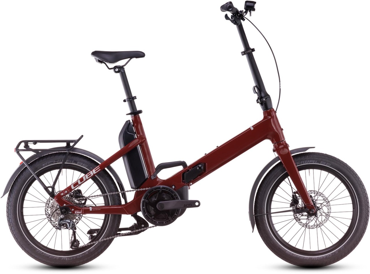 Cube Fold Hybrid 500 merlotred n reflex 2025 - MTB-Eléctrica Plegable