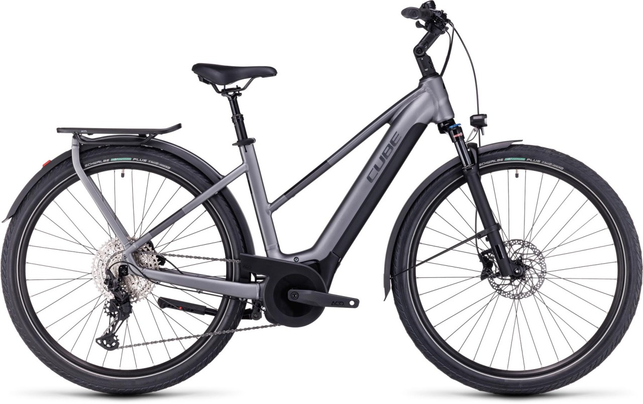 Cube Touring Hybrid EXC 625 grey n metal 2024 - Bicicleta-Eléctrica Trekking Damas