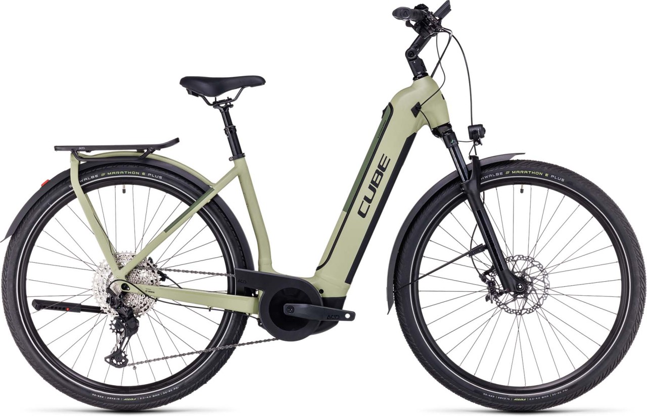 Cube Kathmandu Hybrid SLX 750 green n olive 2023 - Bicicleta-Eléctrica Trekking Acceso Fácil