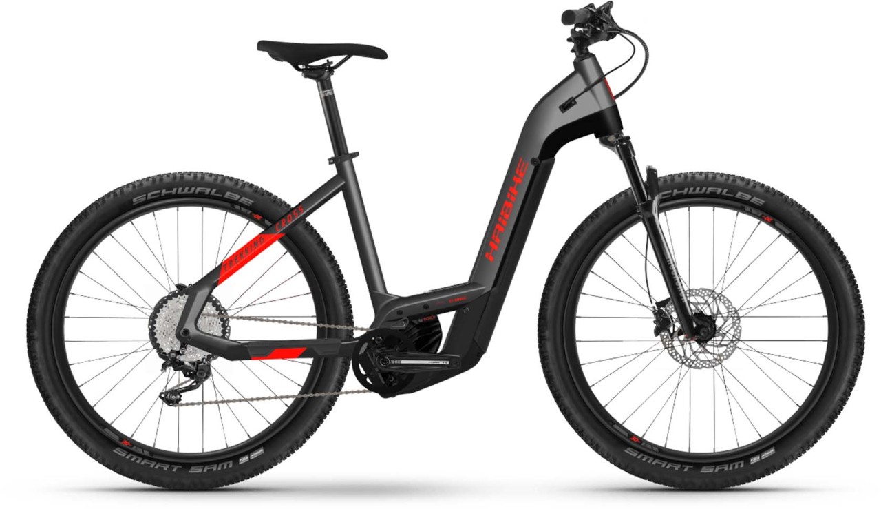 Haibike Trekking 9 Cross i625Wh anthracite/red 2022 - Bicicleta-Eléctrica Cross Acceso Fácil