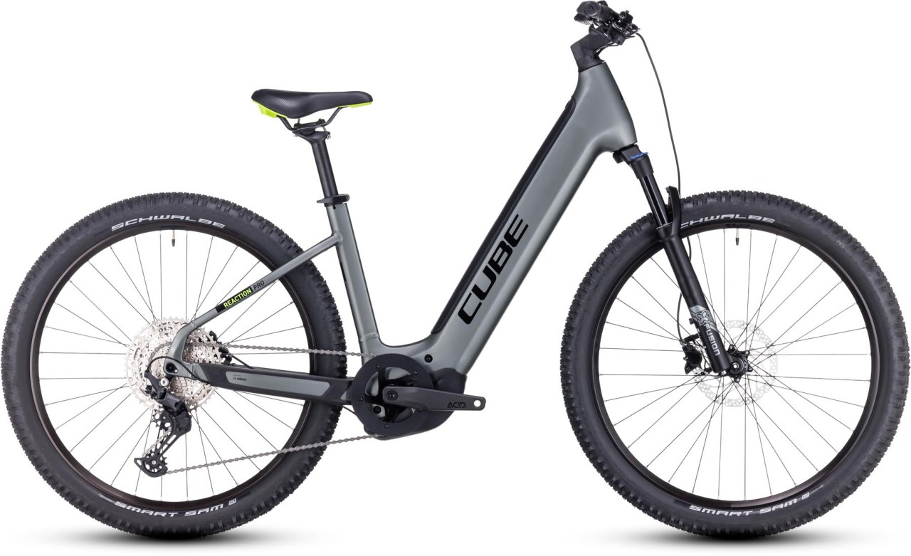 Cube Reaction Hybrid Pro 750 flashgrey n green 2024 - MTB-Eléctrica Rígida Acceso Fácil
