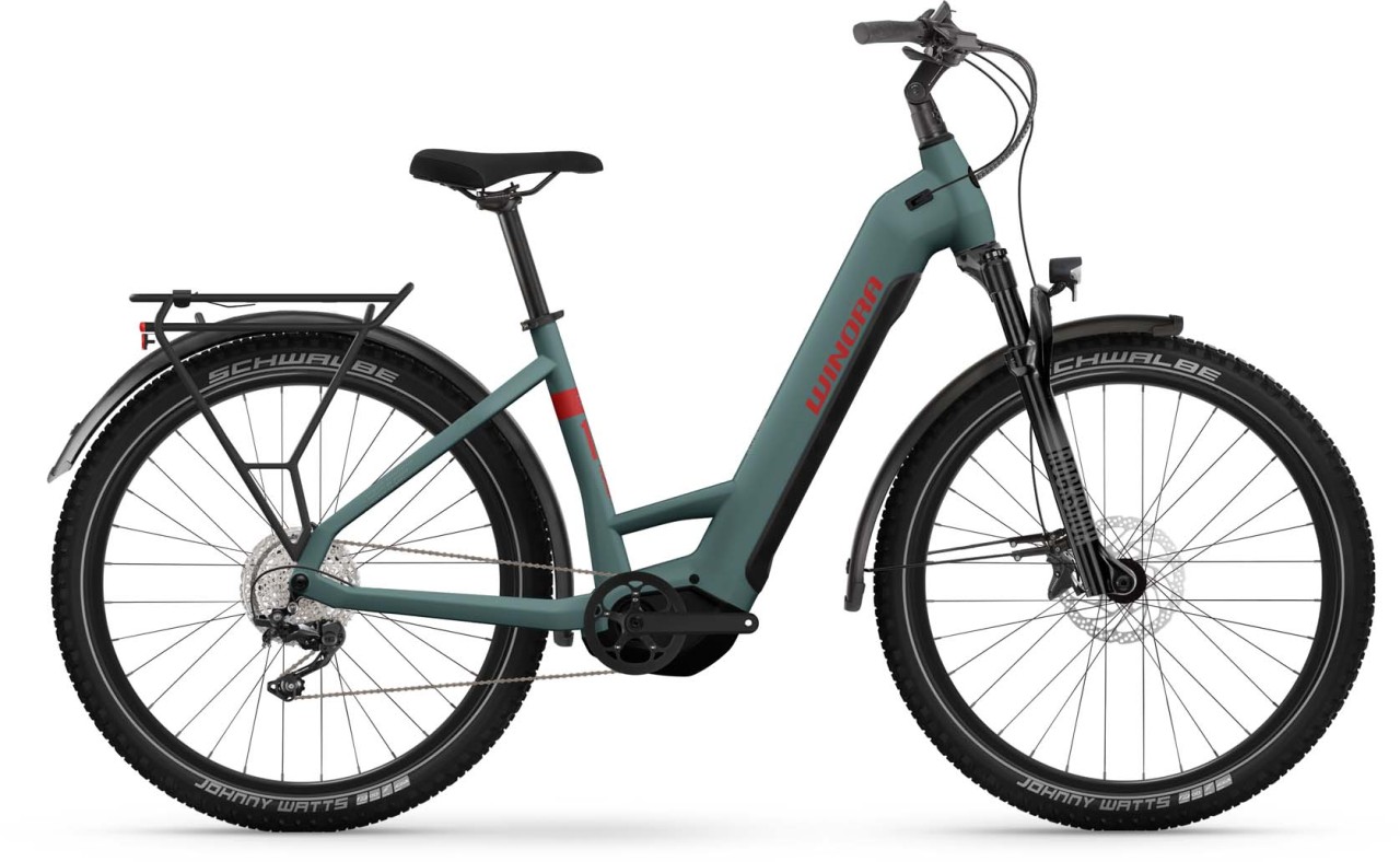 Winora Yucatan X12 metallic stone blue matte 2023 - Bicicleta-Eléctrica Trekking Acceso Fácil