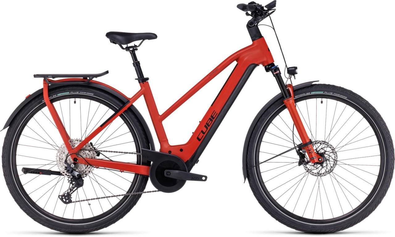 Cube Kathmandu Hybrid EXC 750 red n black 2024 - Bicicleta-Eléctrica Trekking Damas