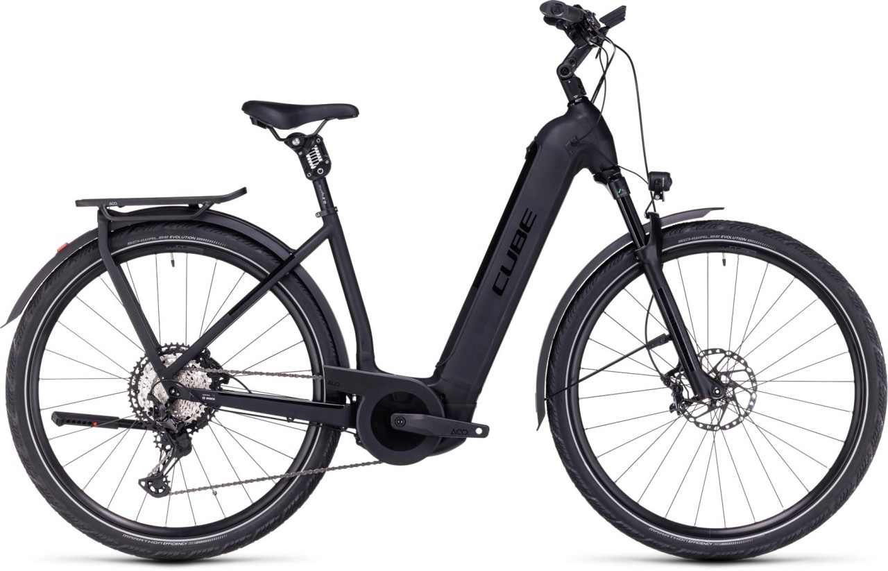 Cube Kathmandu Hybrid SLT 750 black n metal 2024 - Bicicleta-Eléctrica Trekking Acceso Fácil