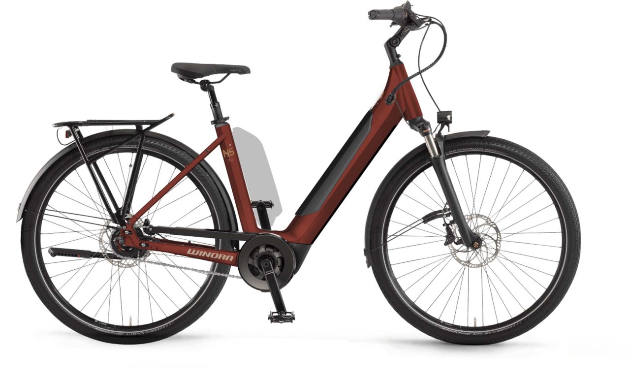 Winora Sinus N5f i625Wh maroonred matt 2022 - Bicicleta-Eléctrica Trekking Acceso Fácil