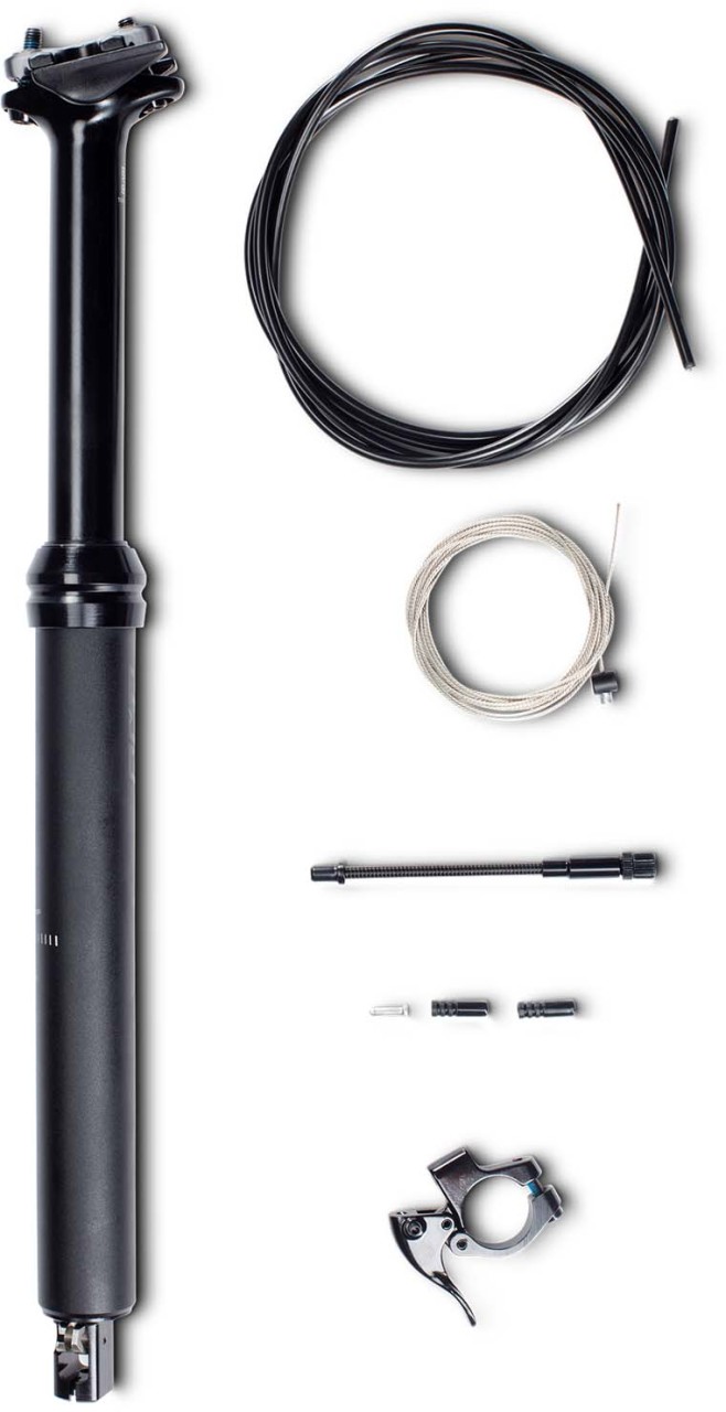 RFR Tija de sillín telescópica negra para bicicletas de montaña Fully de 17 a 23 pulgadas - 31,6 mm x 420 mm (125 mm)