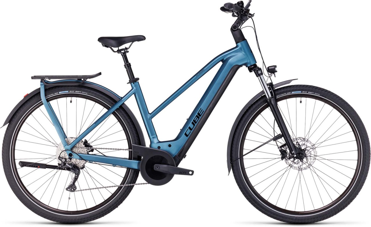 Cube Kathmandu Hybrid ONE 750 blue n black 2023 - Bicicleta-Eléctrica Trekking Damas