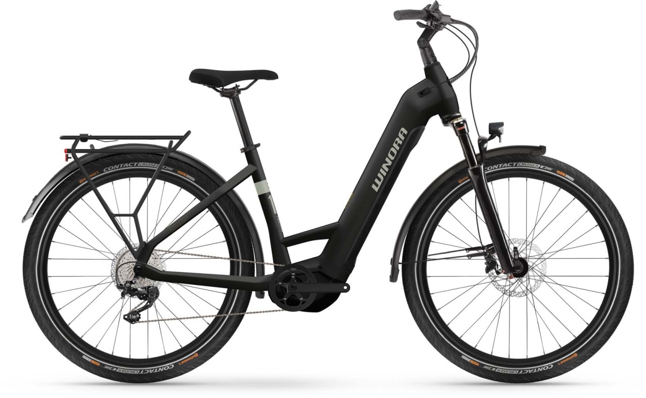 Winora Yucatan X10 Black matte 2023 - Bicicleta-Eléctrica Trekking Acceso Fácil