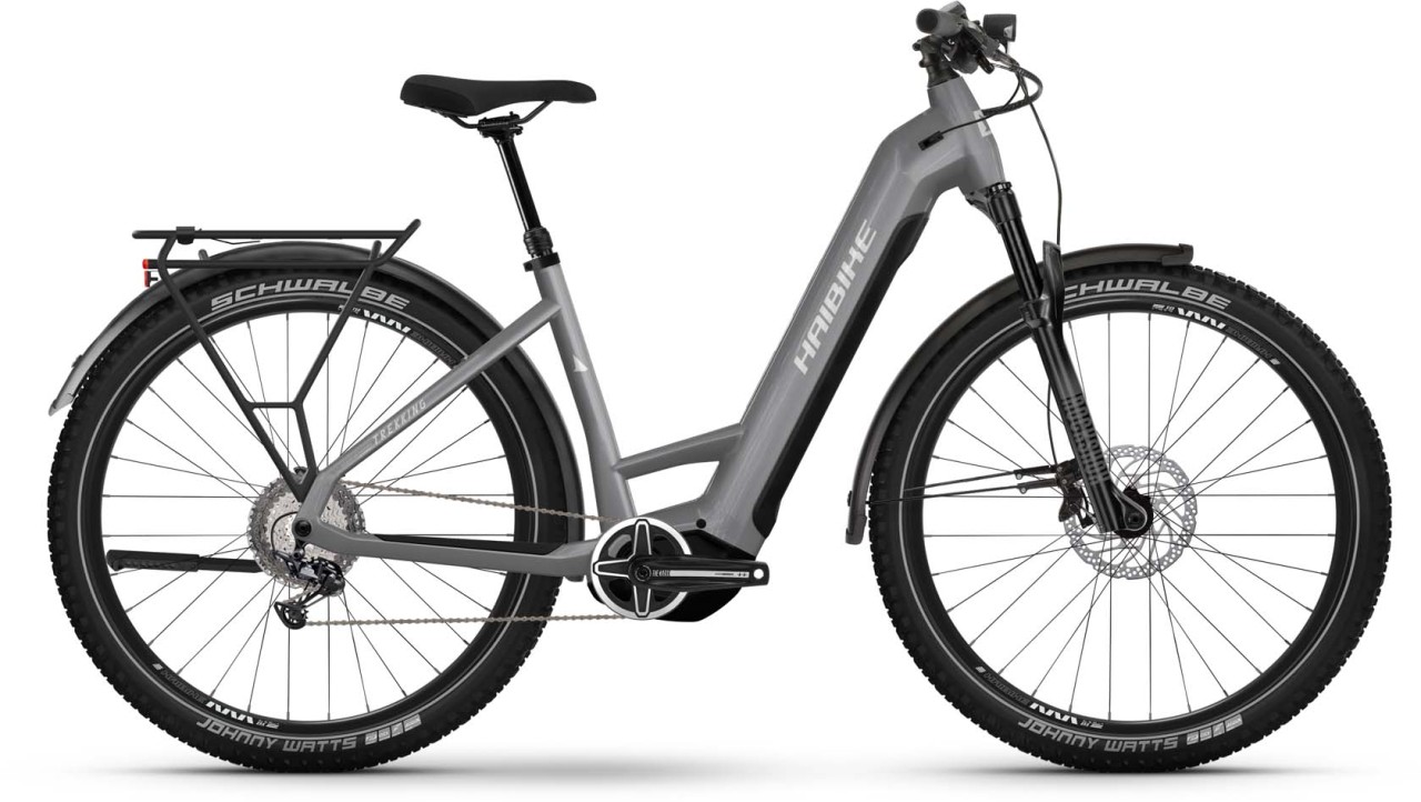 Haibike Trekking 7 urban grey/white gloss 2023 - Bicicleta-El?ctrica Trekking Acceso F?cil