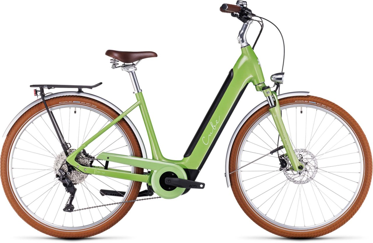 Cube Ella Ride Hybrid 500 green n green 2023 - Bicicleta-Eléctrica Trekking Retro Acceso Fácil