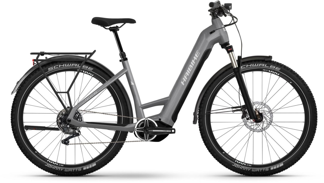 Haibike Trekking 7 urban grey / white gloss 2024 - Bicicleta-Eléctrica Trekking Acceso Fácil