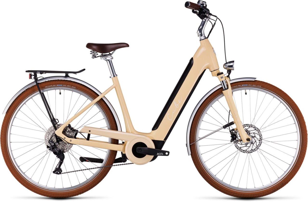 Cube Ella Ride Hybrid 500 honey n white 2023 - Bicicleta-Eléctrica Trekking Retro Acceso Fácil