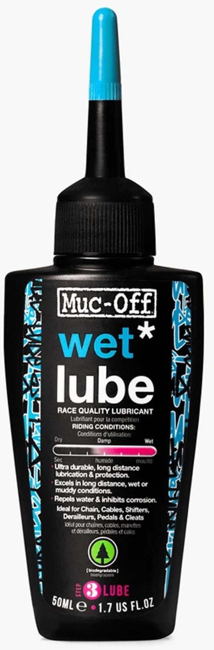 Muc-Off Wet Lube Botella de 50 ml Lubricante para cadenas en condiciones de humedad