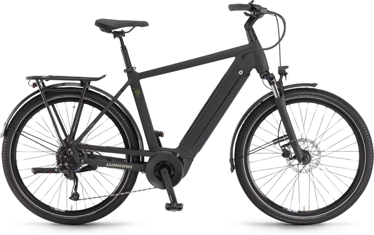 Winora Sinus X9 Black matte 2024 - Bicicleta-Eléctrica Trekking Hombres