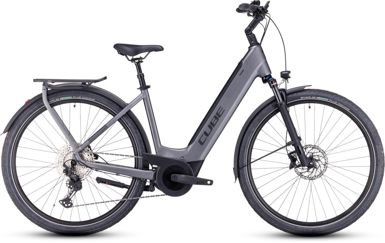 Cube Touring Hybrid EXC 625 grey n metal 2024 - Bicicleta-Eléctrica Trekking Acceso Fácil