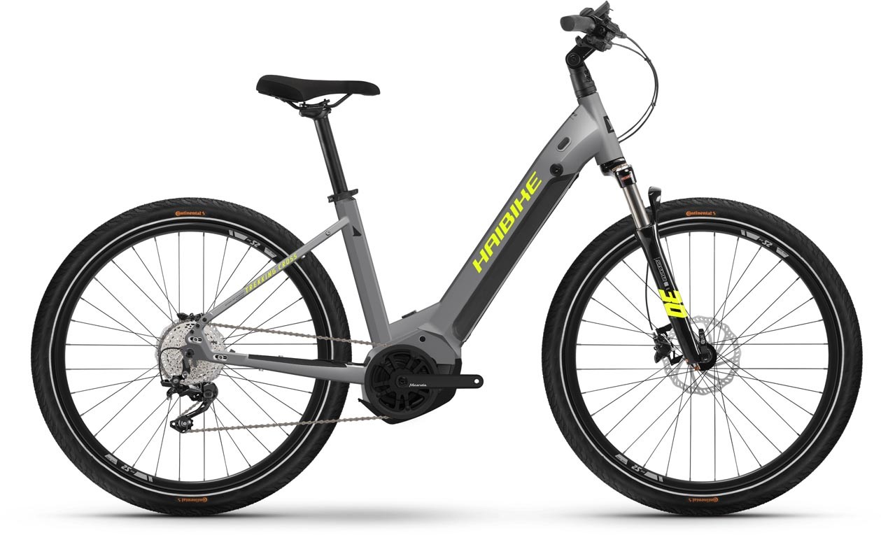 Haibike Trekking 6 Cross Gloss Grey Neon 2022 - Bicicleta-Eléctrica Cross Acceso Fácil