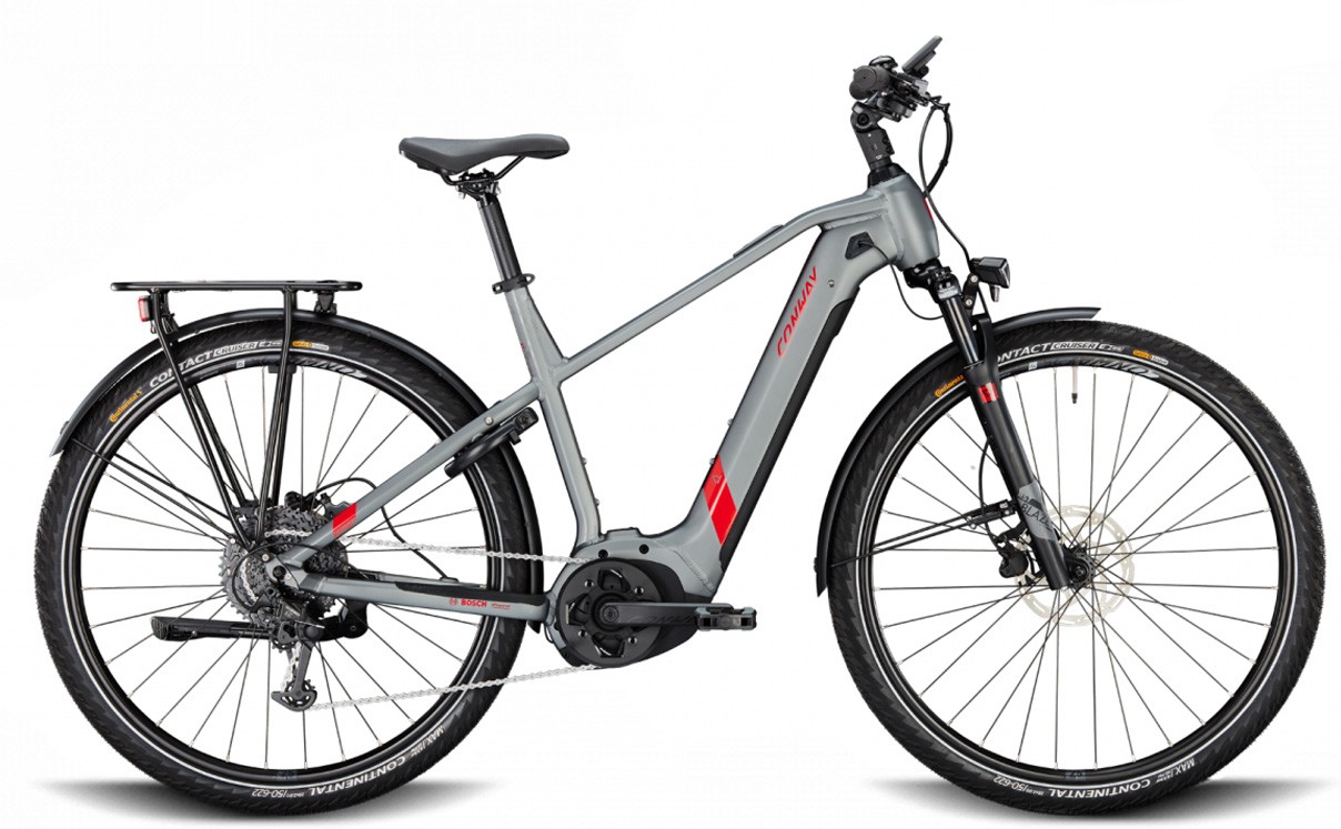 Conway Cairon T 2.0 625Wh shadowgrey metallic matt / red metallic 2023 - Bicicleta-Eléctrica Trekking Hombres